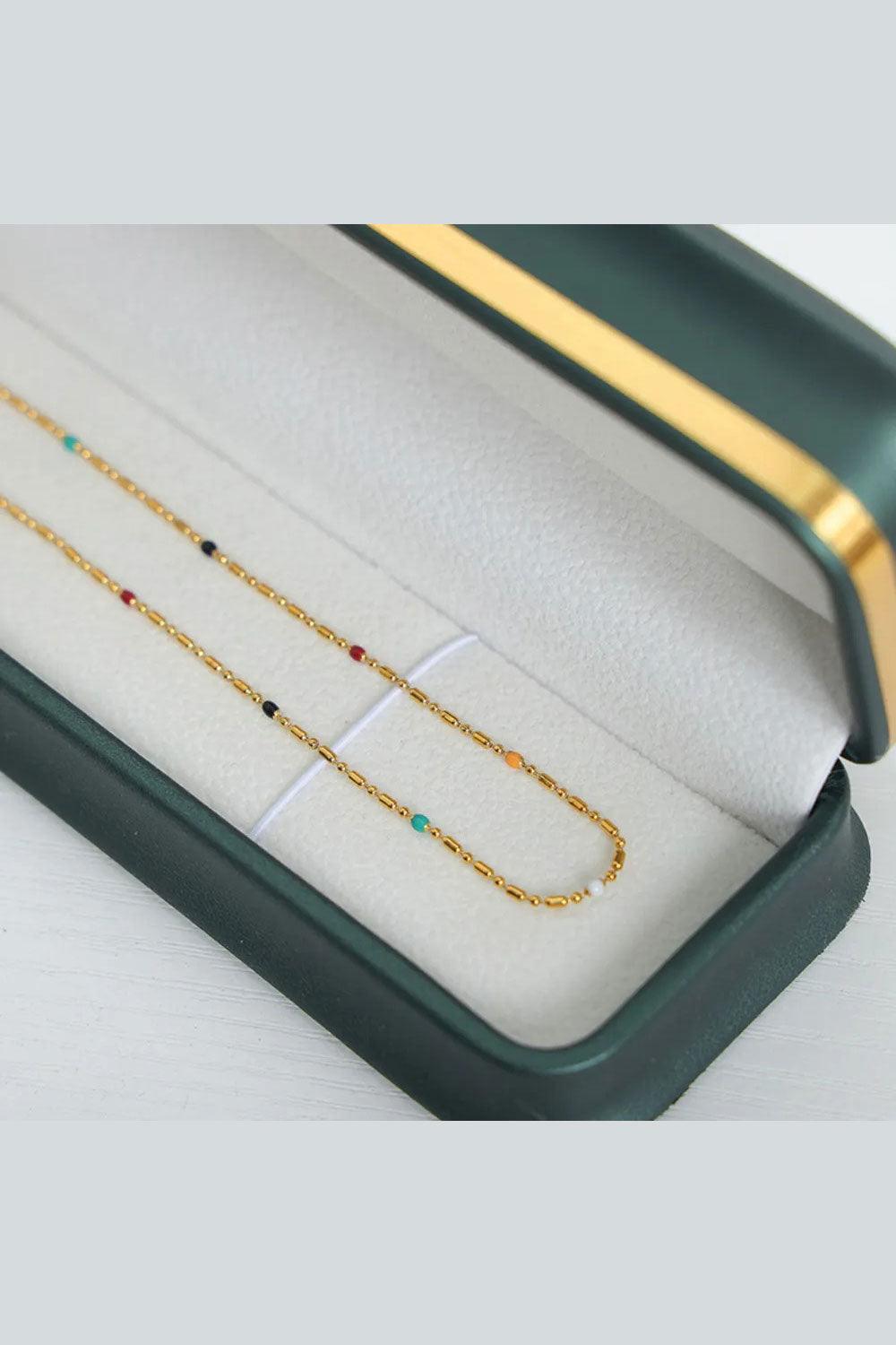 Buy 18K Gold-Plated Oil Drip Bead Necklace On Sale - Daily Fashion