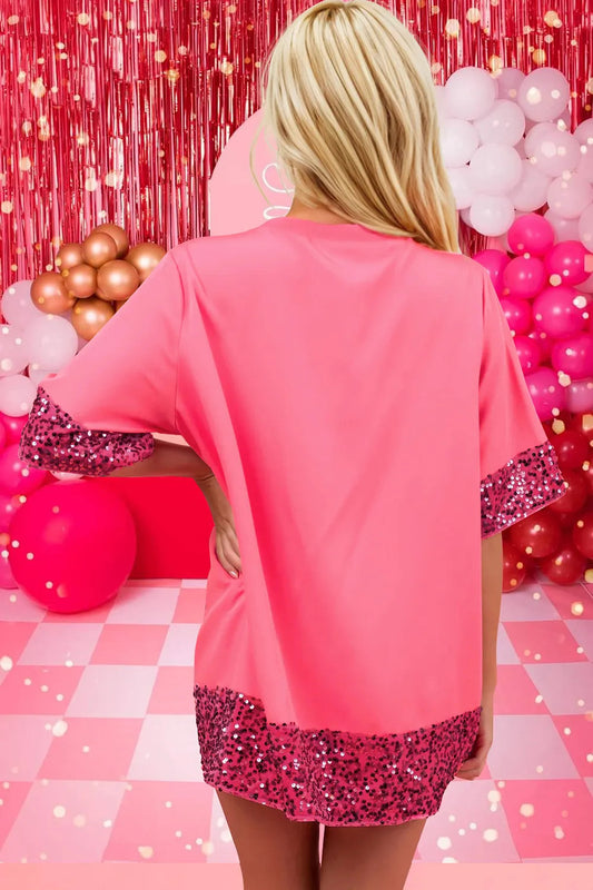 Candy Cane Sequin Half Sleeve T-Shirt On Sale - Daily Fashion