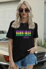 Buy Full Size MARDI GRAS Y'ALL Round Neck T-Shirt On Sale - Daily Fashion
