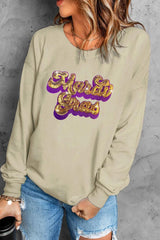 Buy Letter Graphic Sequin Round Neck Sweatshirt - Daily Fashion