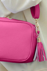 Tassel PU Leather Crossbody Bag - Deep Rose - Daily Fashion