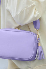 Tassel PU Leather Crossbody Bag - Lavender - Daily Fashion