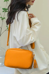 Tassel PU Leather Crossbody Bag - Pumpkin - Daily Fashion
