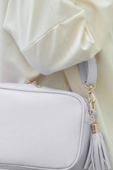 Tassel PU Leather Crossbody Bag - White - Daily Fashion