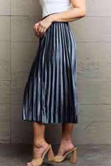Ninexis Accordion Pleated Flowy Midi Skirt - Daily Fashion