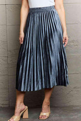 Ninexis Accordion Pleated Flowy Midi Skirt - Daily Fashion