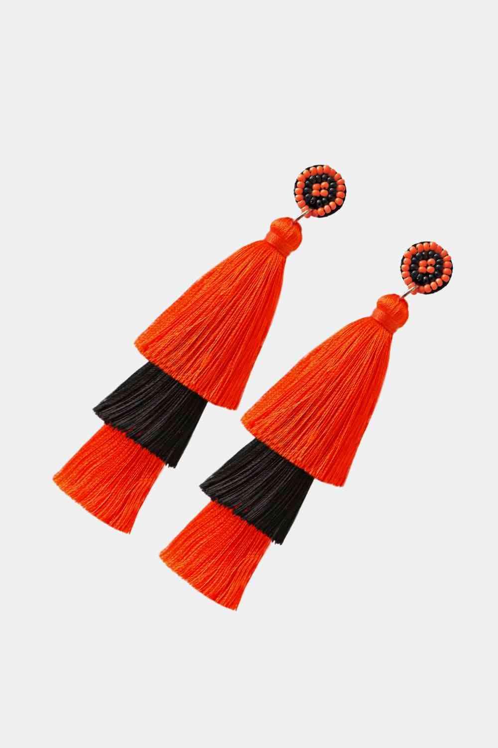 Baeds Detail Triple Layered Tassel Earrings on Sale - Daily Fashion